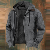Jasper | Herren Winterjacke mit Fleece, Kapuze und Reißverschluss für Outdoor – Grau