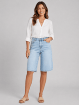 Jeans Bermuda Shorts Damen High Waist – Hellblau