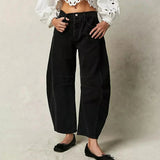 Jeans Damen Barrel Leg High Waist – Schwarz