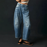 Jeans Damen Barrel Leg High Waist – Dunkelblau