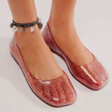 Jelly Schuhe Damen glitzernd rutschfest – Rot