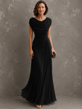 Zorabelle - Drapiertes Maxikleid – Schwarz