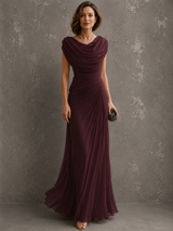 Zorabelle - Drapiertes Maxikleid – Bordeaux
