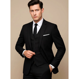 Johannes | Herren Anzug mit Sakko, Weste und Hose – Schwarz