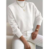 Jolina | Damen Rollkragenpullover mit Langarm und Bündchen – Weiß