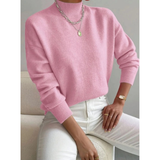 Jolina | Damen Rollkragenpullover mit Langarm und Bündchen – Hellrosa