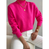 Jolina | Damen Rollkragenpullover mit Langarm und Bündchen – Rosa