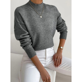Jolina | Damen Rollkragenpullover mit Langarm und Bündchen – Dunkelgrau