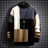 Jonas | Herren Strickpullover Mit Colorblock Muster, Struktur Design Und Langarm Design – Schwarz