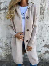 Damen Strick Langjacke – Beige