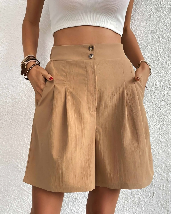 Damen Shorts High Waist mit weitem Bein – Sommerlich & Elegant