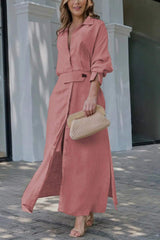 Damen Wickel Maxikleid Mit V Ausschnitt – Rosa