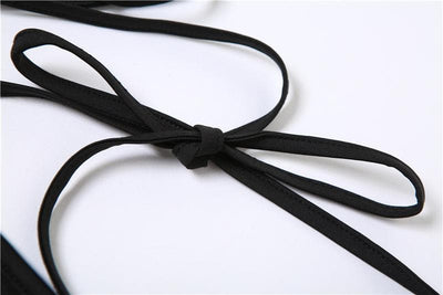 VALE | Backless Mesh Halter Top with Ruffles & Asymmetric Cut