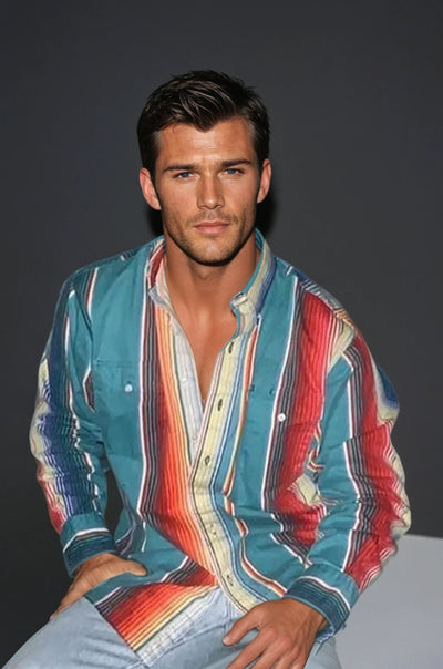 Herren Locker Retro Gestreift Hemd | Klassisch