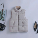 Judith | Damen Steppweste Bodywarmer mit Stehkragen und Reißverschluss – Cremefarben