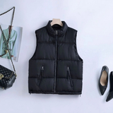 Judith | Damen Steppweste Bodywarmer mit Stehkragen und Reißverschluss – Schwarz