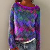 Julia | Damen Pullover mit Farbmix – Lila