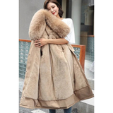 Juliane | Damen Winterjacke mit Kapuze, Langer Parka mit Weichem Kunstpelz – Khaki