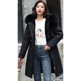 Juliane | Damen Winterjacke mit Kapuze, Langer Parka mit Weichem Kunstpelz – Schwarz