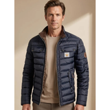 Julius | Herren Dunkelblaue Steppjacke mit Kragen, Reißverschluss und Bündchen – Marineblau