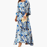Kalinda | Damen Alloverdruck Fließendes Maxikleid – Blau