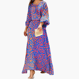 Kalinda | Damen Alloverdruck Fließendes Maxikleid – Lila