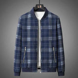 Karierte Bomberjacke Herren – Marineblau