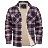Karierte Hemdjacke Herren – Burgunderrot