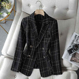 Karierter Blazer Damen – Schwarz