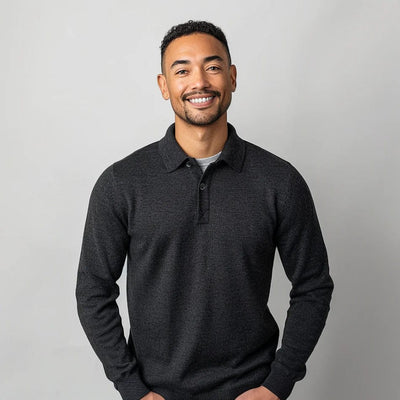 Langarm Polo Strickpullover