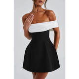 Katrin | Damen Schwarze Minikleid mit Blumenmuster – Schwarz