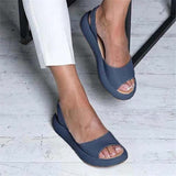 Damen-Sommersandalen, zum Hineinschlüpfen, vegan, Leder – Blau