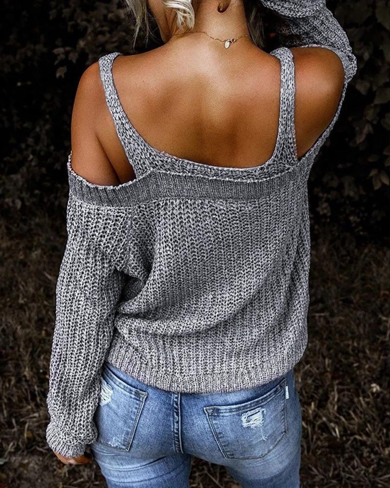 Eleganter Strickpullover mit langen Ärmeln und Cut-Out-Detail für Damen | Ideal für den Winter