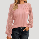 Kersti | Damen Spitzenbluse Langarm Rundhals – Rosa
