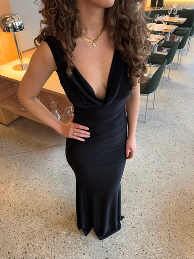 Damen Maxikleid ärmellos Baumwolle V-Ausschnitt für Sommer & Party