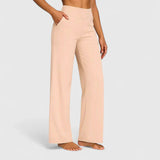 Nadine | Damen Weite Lounge-Hose mit Stretchbund – Aprikose