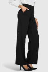 Nadine | Damen Weite Lounge-Hose mit Stretchbund – Schwarz