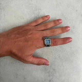 Klassische Edge Ringuhr – Silber - Blau