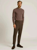 Klassische Wollhose mit Bundfalten Herren – Braun