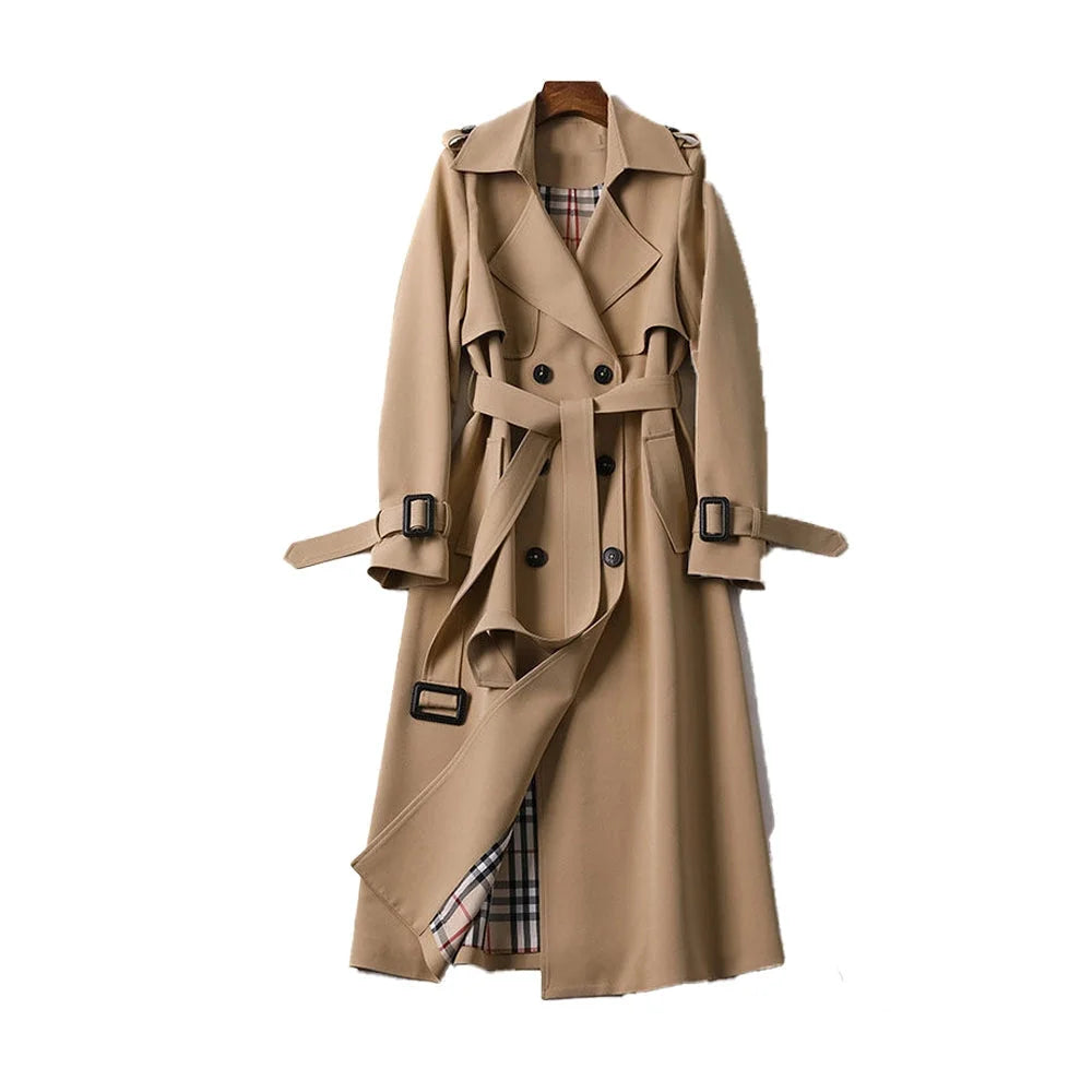 Klassischer Damen Trenchcoat mit Gürtel und Doppelkragen