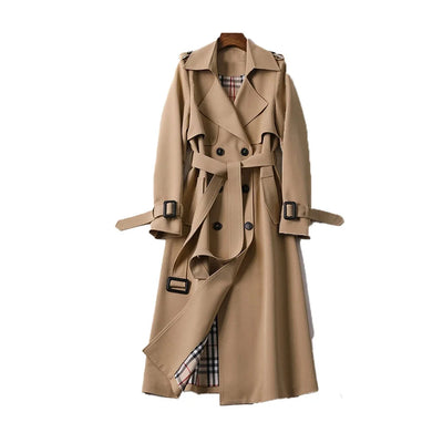 Klassischer Damen Trenchcoat mit Gürtel und Doppelkragen