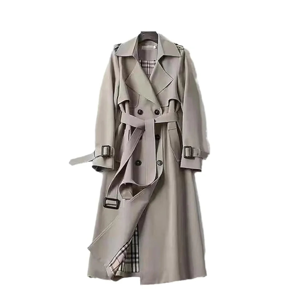 Klassischer Damen Trenchcoat mit Gürtel und Doppelkragen