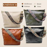 Greta - Vintage Leder-Schultertasche – Schwarz