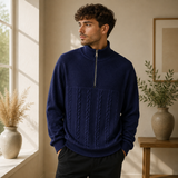 Konrad | Herren Strickpullover mit Kragen – Marineblau