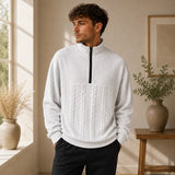 Konrad | Herren Strickpullover mit Kragen – Weiß