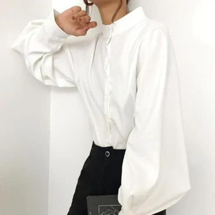 Buchey® | Klassische Rollkragenbluse mit Ballonärmeln