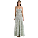 Enchanted Corset Maxi Kleid mit Schnürung am Rücken – Grün Verzaubert