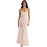Enchanted Corset Maxi Kleid mit Schnürung am Rücken – Rosa Verzaubert