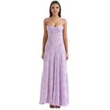 Enchanted Corset Maxi Kleid mit Schnürung am Rücken – Lila Verzaubert