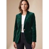 Kunigunde | Damen Blazer aus Samt mit Langarm, Revers und Knöpfen – Grün